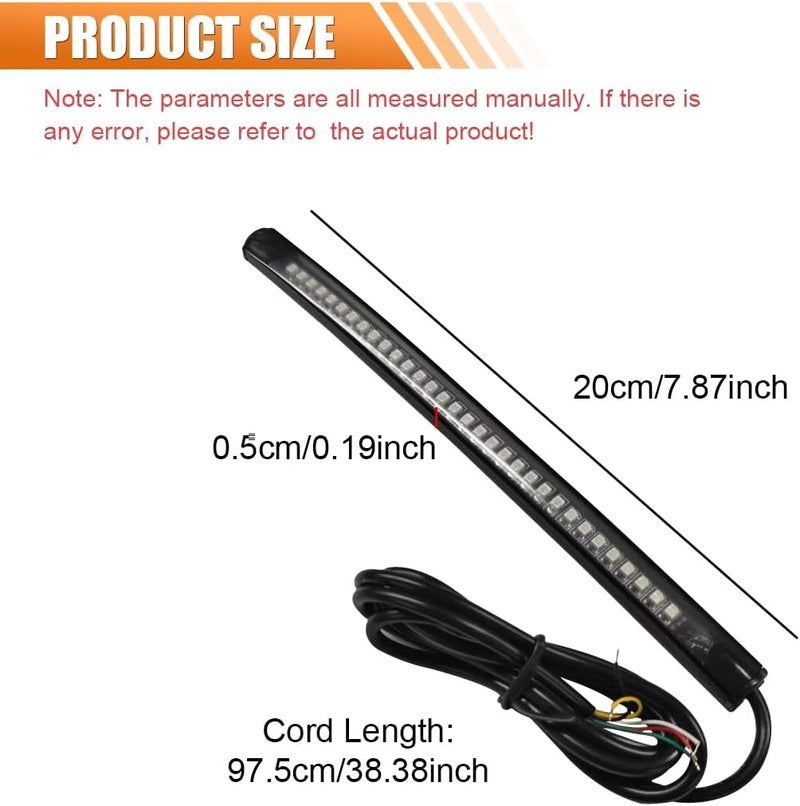 ZIMISI شريط ضوء الفرامل الخلفي LED عالمي، 8" شريط ضوء خلفي مرن LED للسيارة، ضوء فرامل دراجة نارية مقاوم للماء، أضواء LED للسيارة للدراجات الرباعية، السكوتر، الكروزر، الطرق الوعرة - Image 2